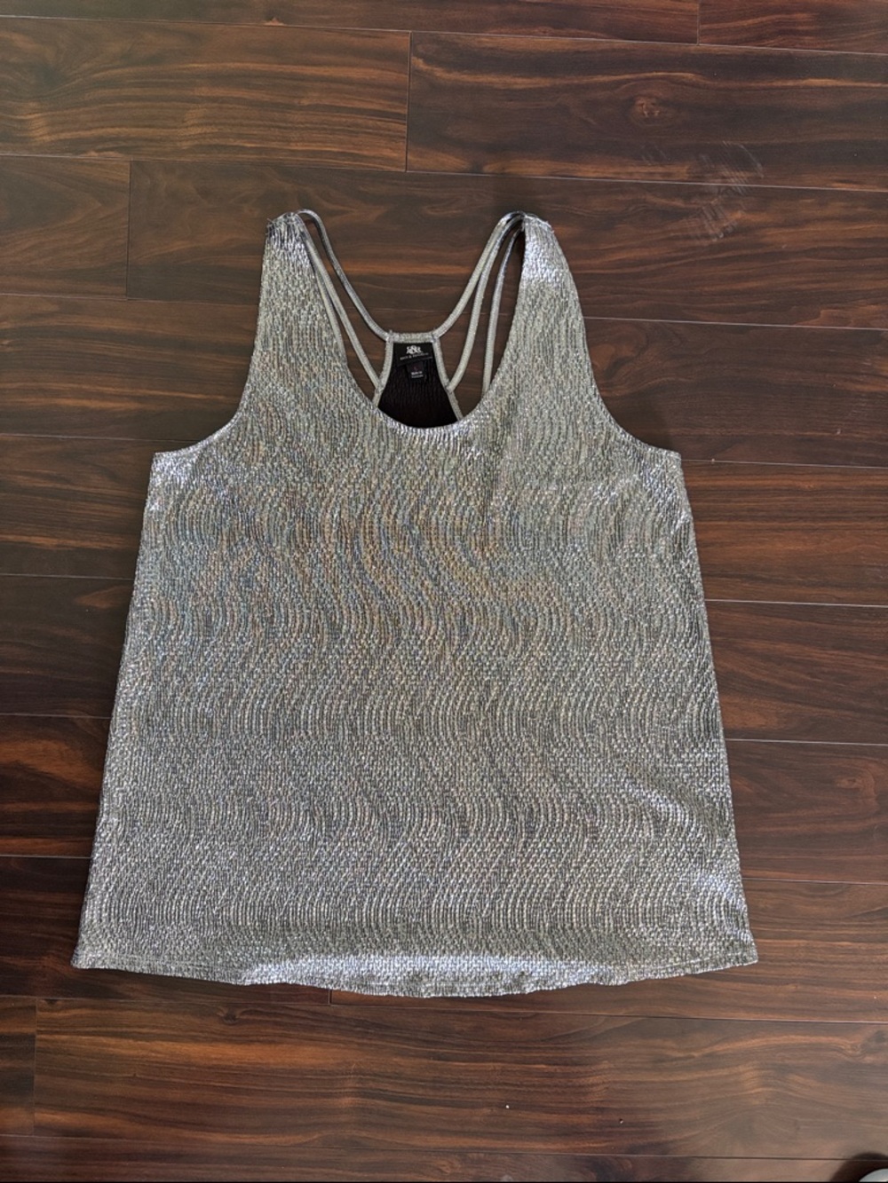 Rock & Republic Silver Metallic Strappy Tank
